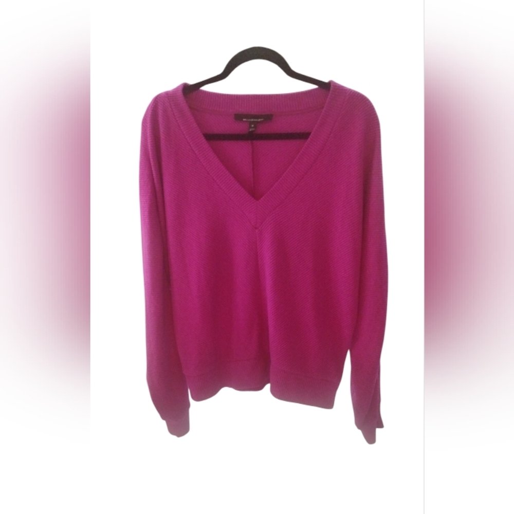 White House Black Market Women's Cozy Chunky Magenta Pullover Sweater SZ M
